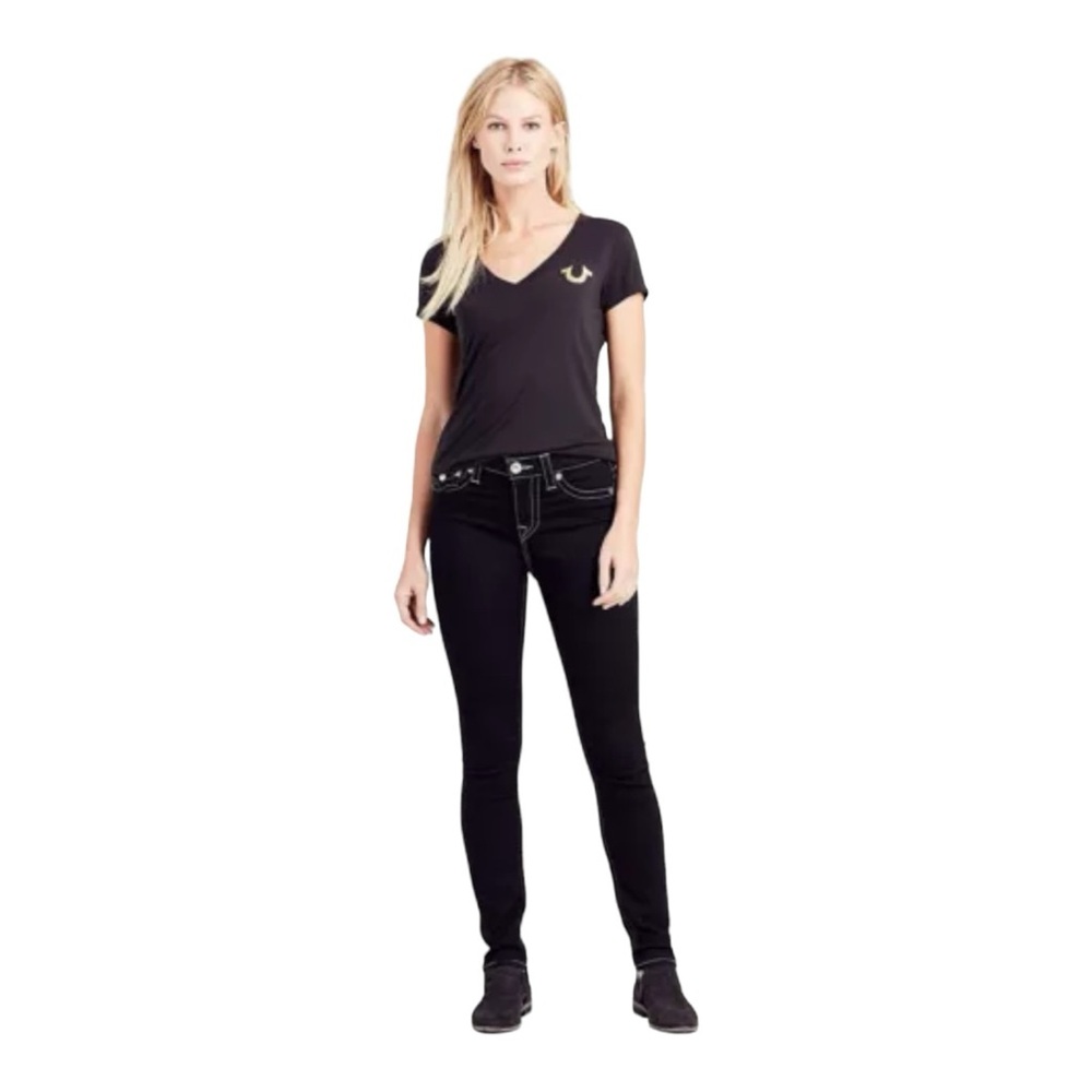 True Religion Hi Rise Super Skinny Fit Jeans in Body Rinse Black- Size 26